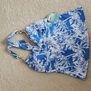 Swimsuit top blue with white palm 🌴